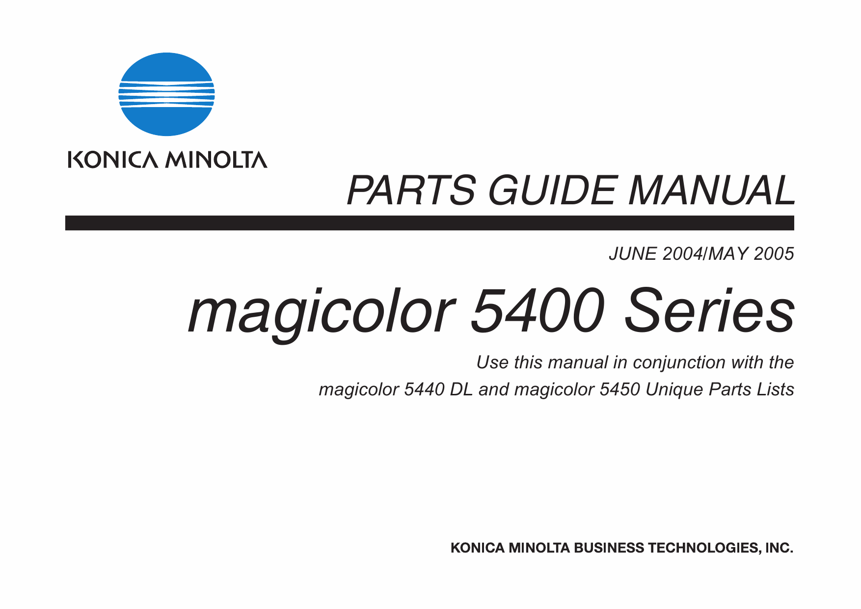 Konica-Minolta magicolor 5440DL 5450 Parts Manual-1